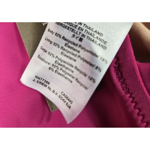 J Crew Women's Size 6 Ruched Ruffled Radiant Pink One Piece Swimsuit NWT BP222 - Picture 4 of 7